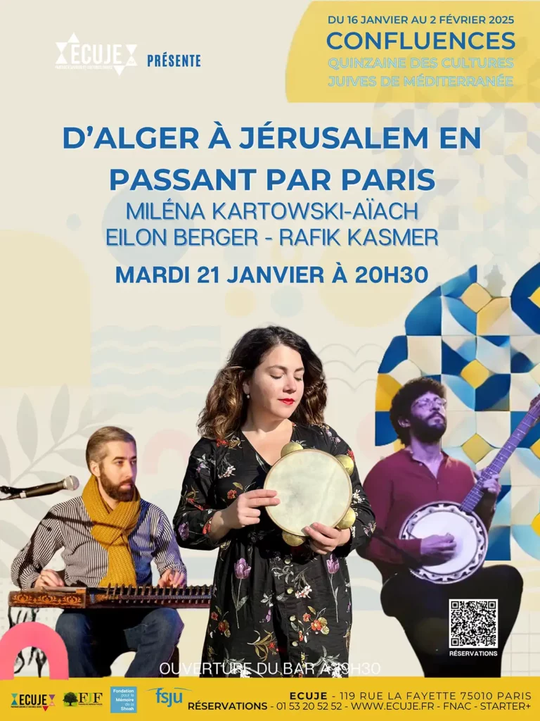 Concert D’Alger à Jérusalem en passant par Paris avec Miléna Kartowski-Aïach, Eilon Berger et Rafik Kasmer